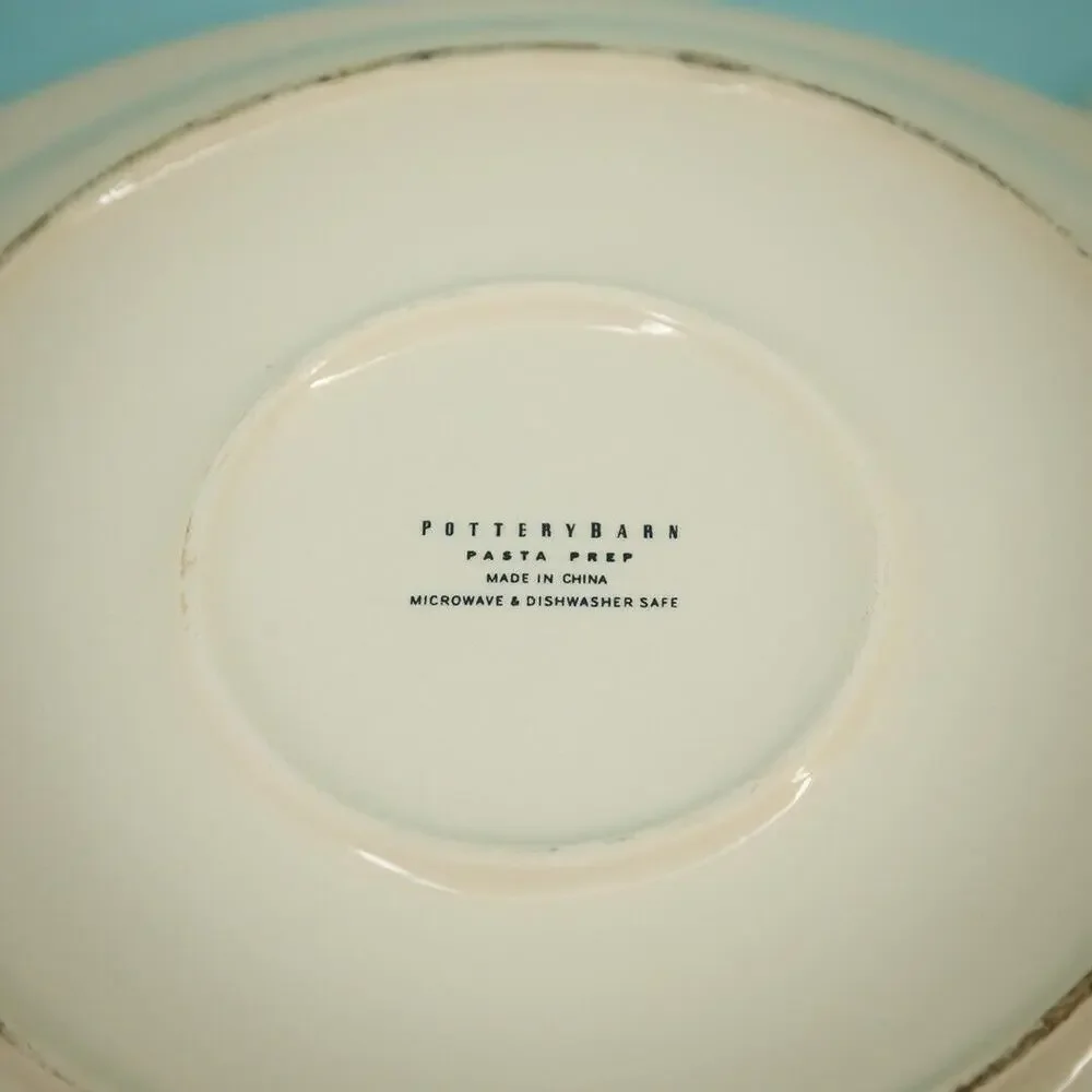 POTTERY BARN Pasta Prep Embossed LARGE PASTA SERVING BOWL Ivory Cream Ceramic